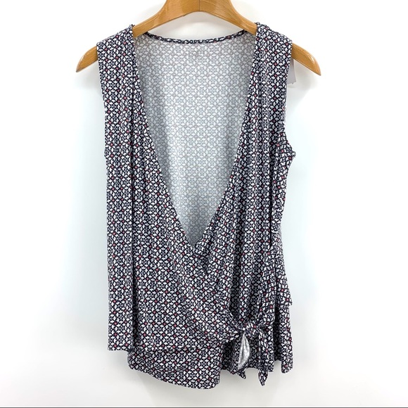 LOFT Outlet NWT Sleeveless Wrap Front Patterned Top, Small - Picture 11 of 16